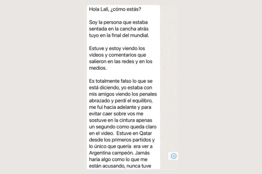 El mensaje que hincha acusado de acoso le escribió a Lali Espósito.