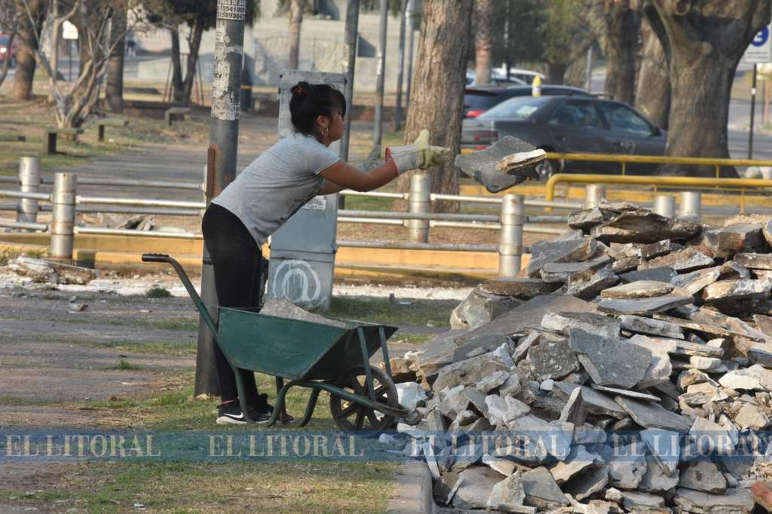 El cantero que divide las avenidas Brown y Siete Jefes comenzó a refaccionarse.