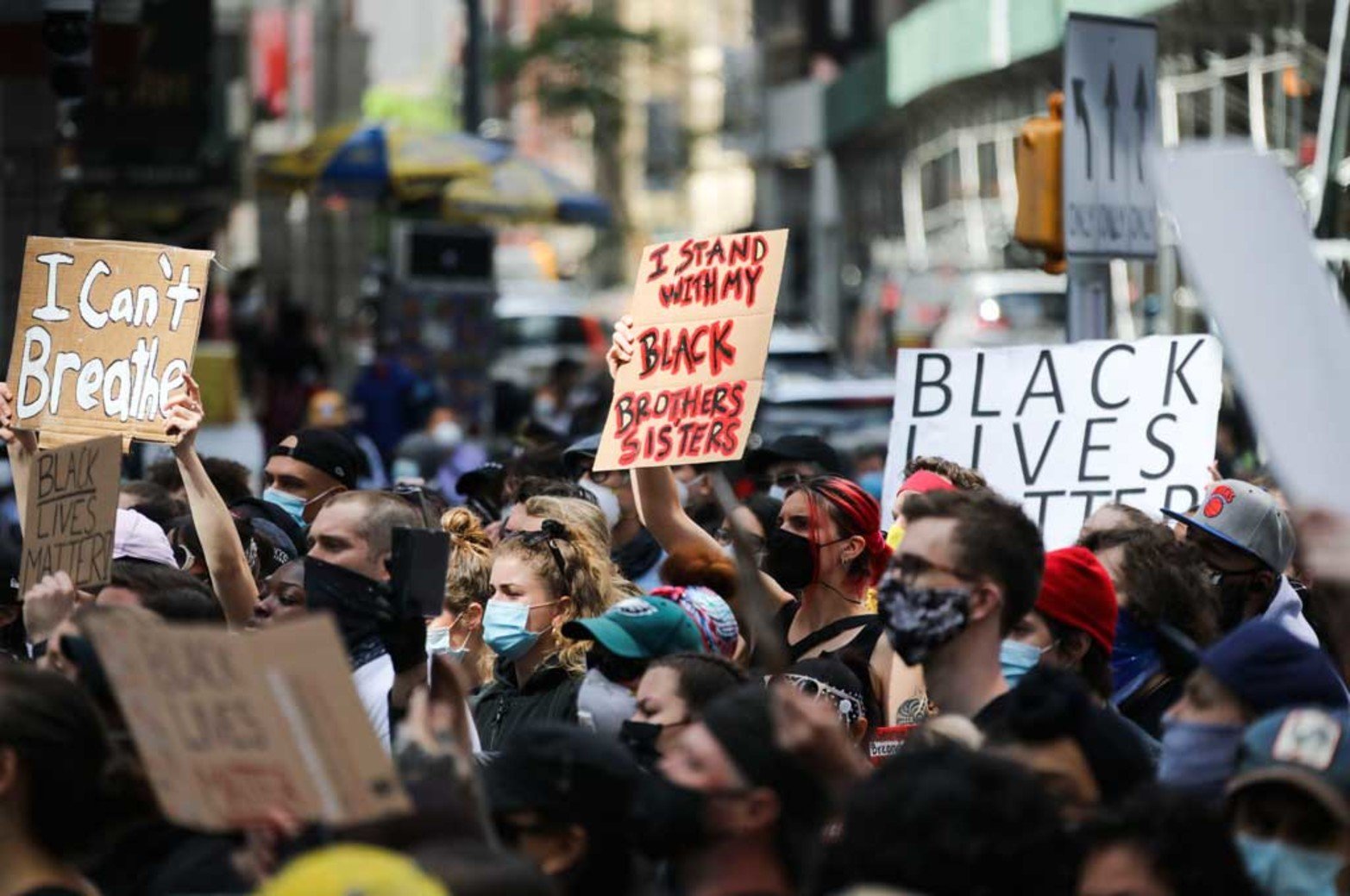 Manifestantes en las calles de Nueva York