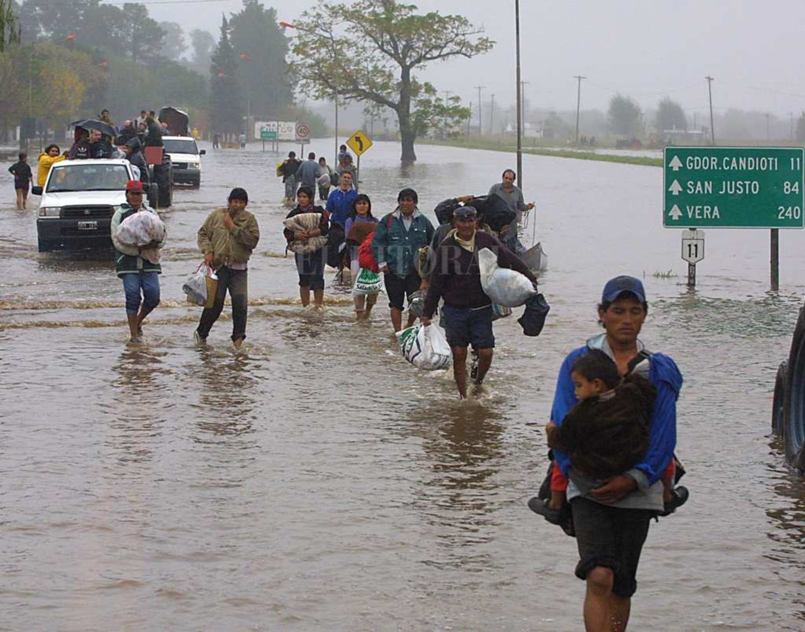 La ciudad de Recreo también recibió la inundación. Fueron los primeros en recibir el agua.