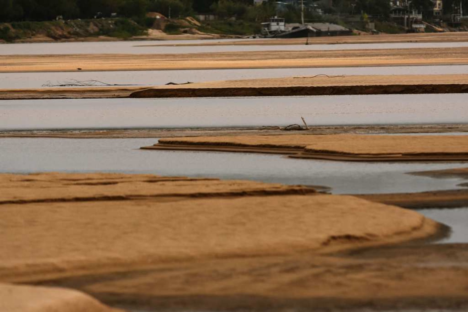 Los bancos atrás de la isla Puente. Así lucen las arenas del río Paraná.