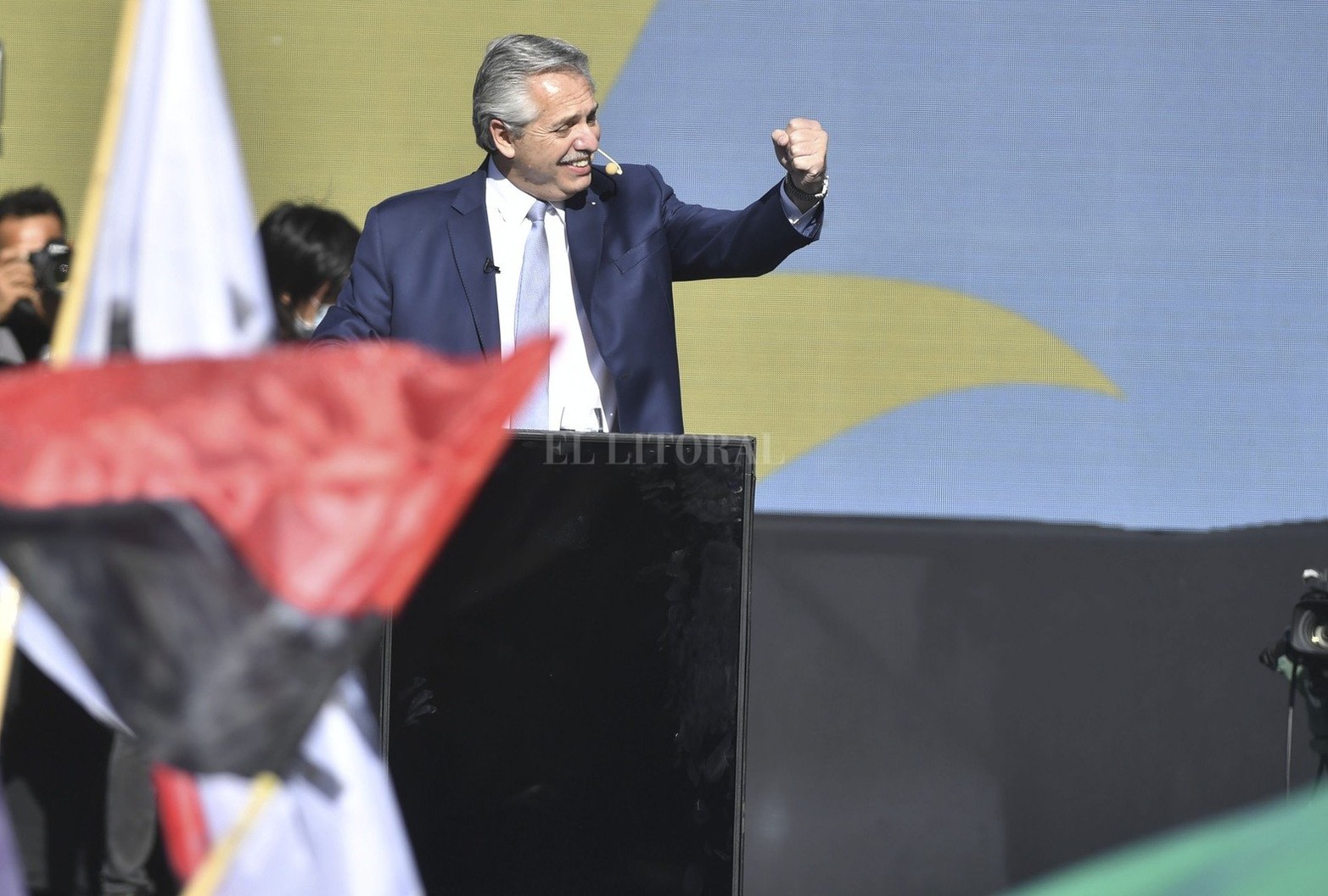 El presidente Alberto Fernández fue el único disertante en el acto por el Día de la Militancia que se realizó hoy en Plaza de Mayo.