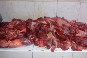 ELLITORAL_233487 |  Gentileza Insalubre. Parte de la carne decomisada en el último procedimiento efectuado en Santo Tomé, concretado este miércoles.