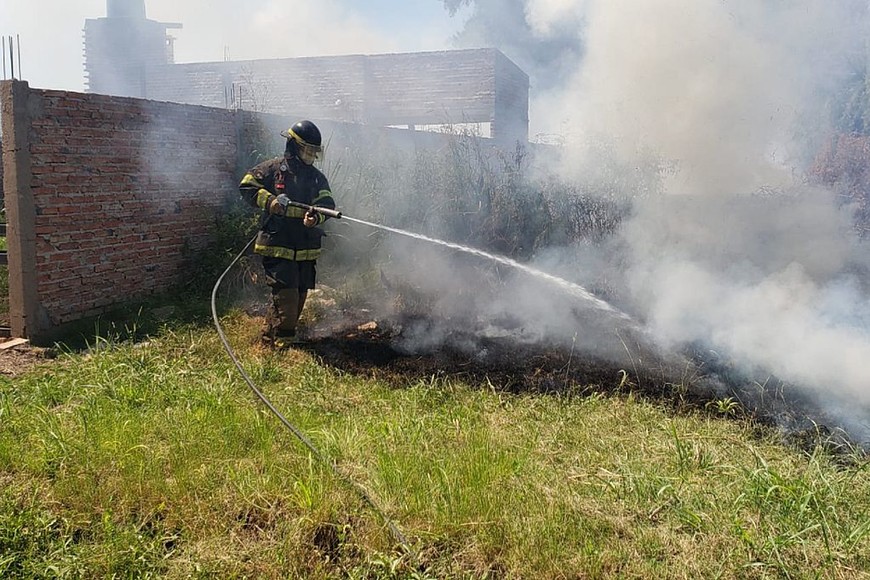 ELLITORAL_425307 |  Gentileza Bomberos de Vera acudieron a dos terrenos baldíos, uno en Eugenio Alemán al 300 y el otro en calle Hipólito Yrigoyen al 300.