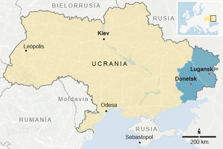 ELLITORAL_438895 |  Gentileza Donetsk y Lugansk, regiones reconocidas por Putin como  independientes  y donde ordenó el ingreso de sus tropas.