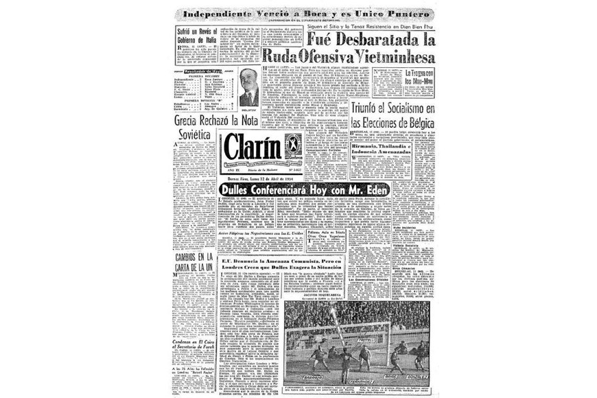ELLITORAL_449744 |  Gentileza La tapa de Clarín del 12 de abril de 1954.