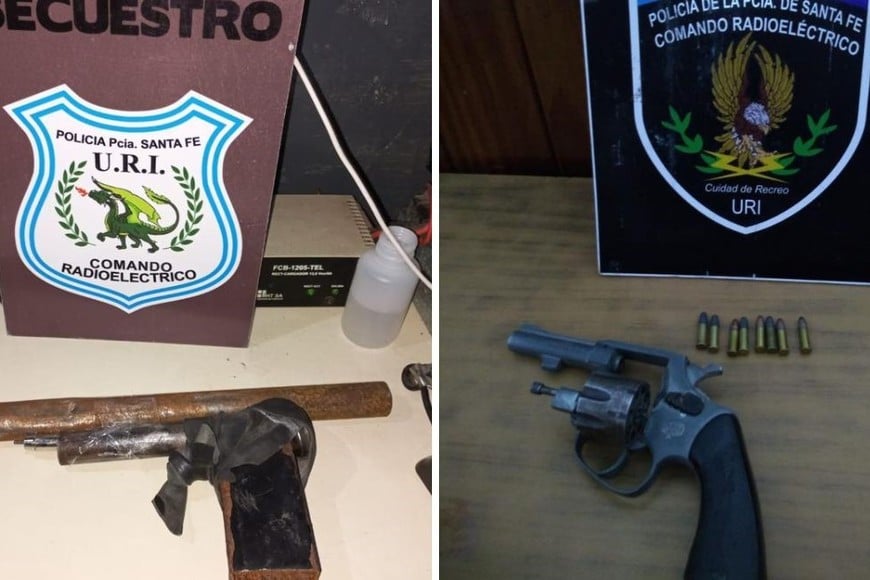 Las armas recuperadas por la policía. Crédito: Policía de la provincia de Santa Fe.