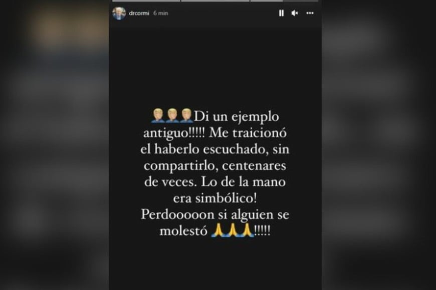 Pedido de disculpas en su cuenta de Instagram.