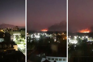 Las llamas en la zona de islas vistas desde el centro de Santa Fe