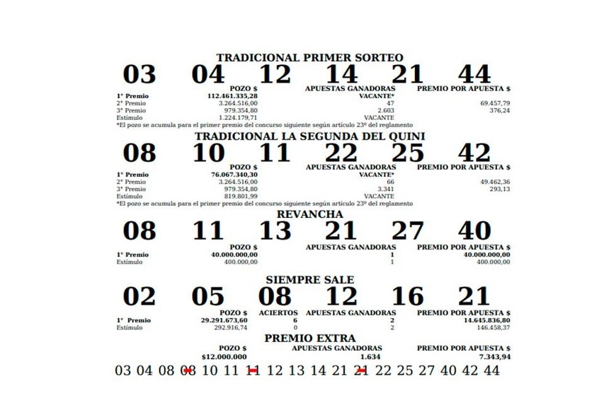 Sorteo del domingo 18/9