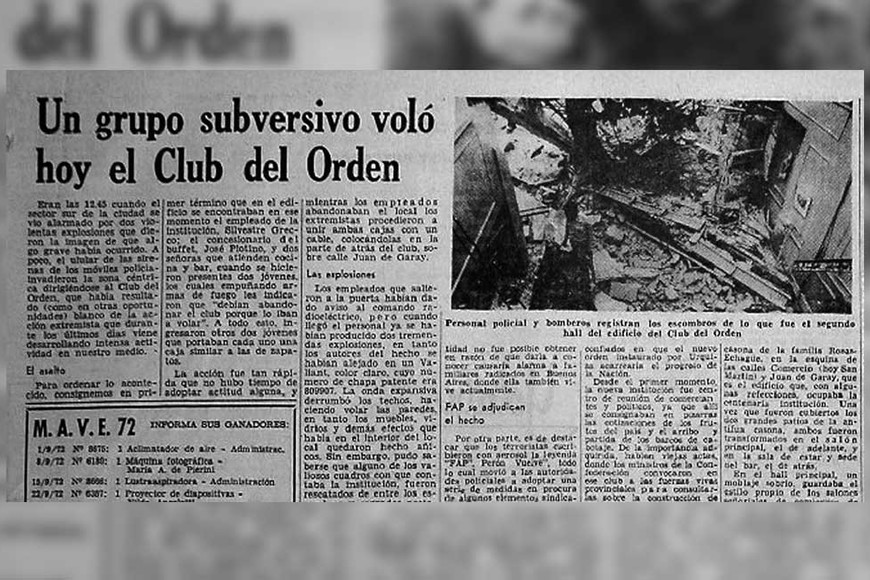Atentado Club del Orden 13 de octubre 1972