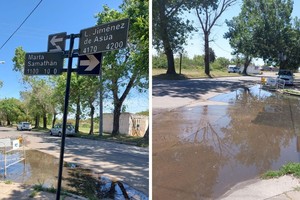 La esquina donde se formó una "lagunita". Quejas de los vecinos.