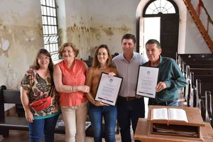 Vale destacar que en el año 2012 y con una inversión de 200.000 pesos quedó inaugurada la obra de restauración en el antiguo edificio de la Iglesia Evangélica Valdense de San Carlos Sur, en el departamento Las Colonias.  Foto: Comuna de San Carlos Sud