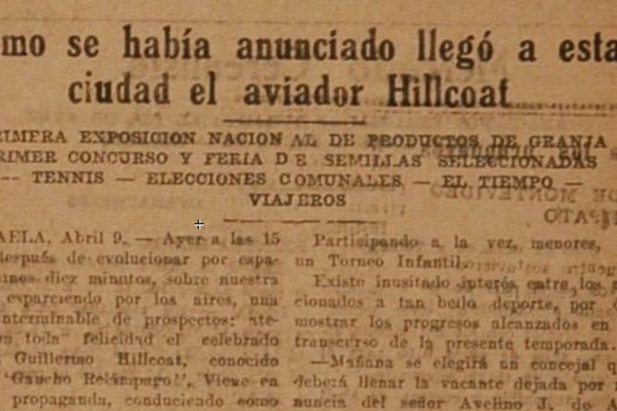 La llegada de Hillcoat a Rafaela en los diarios santafesinos. Foto: Archivo Santa Fe / Hemeroteca Digital Castañeda