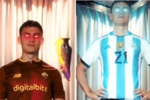 El TikTok presenta una transición entre la vestimenta del equipo italiano y la argentina.