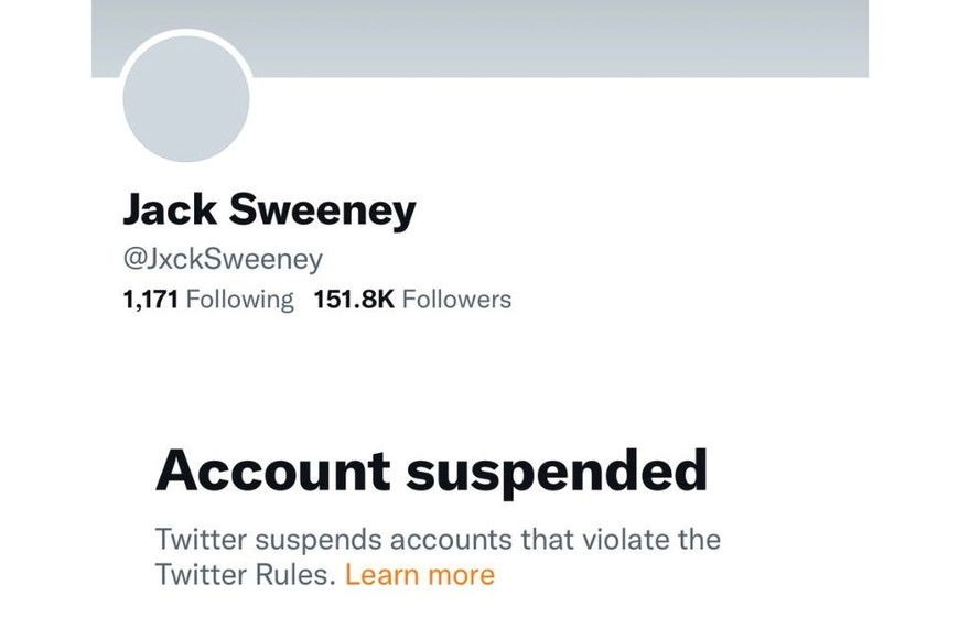 Así luce la cuenta de Jack Sweeney actualmente.
