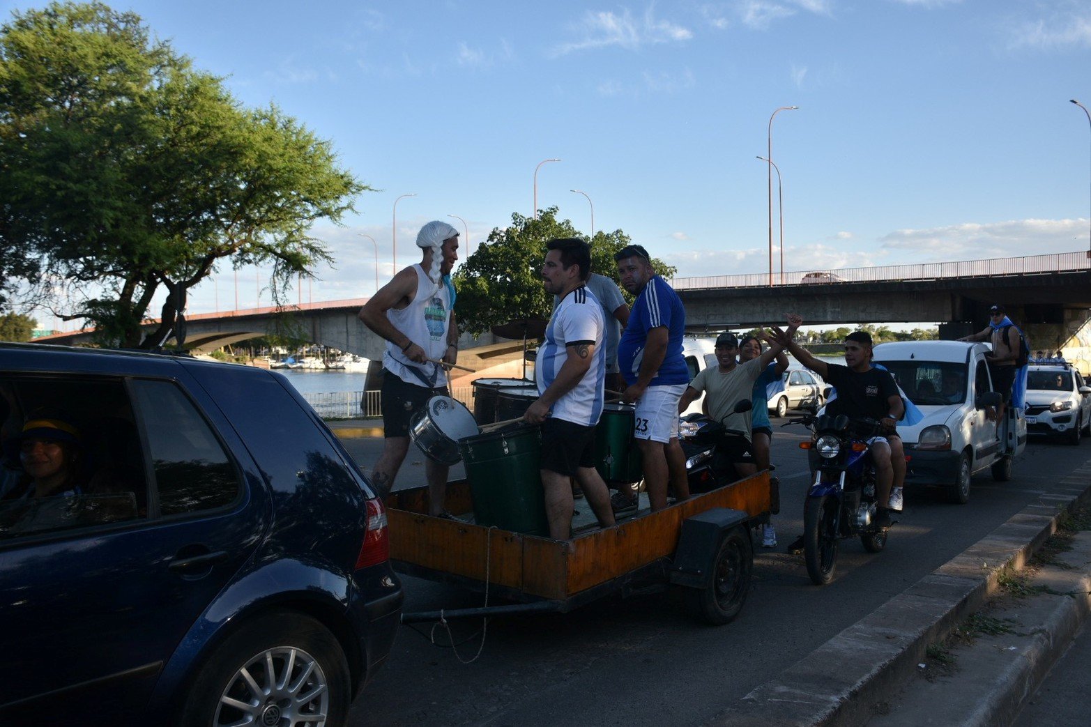 Los festejos en la costanera oeste, Argentina logró salir campeona del mundo en fútbol.