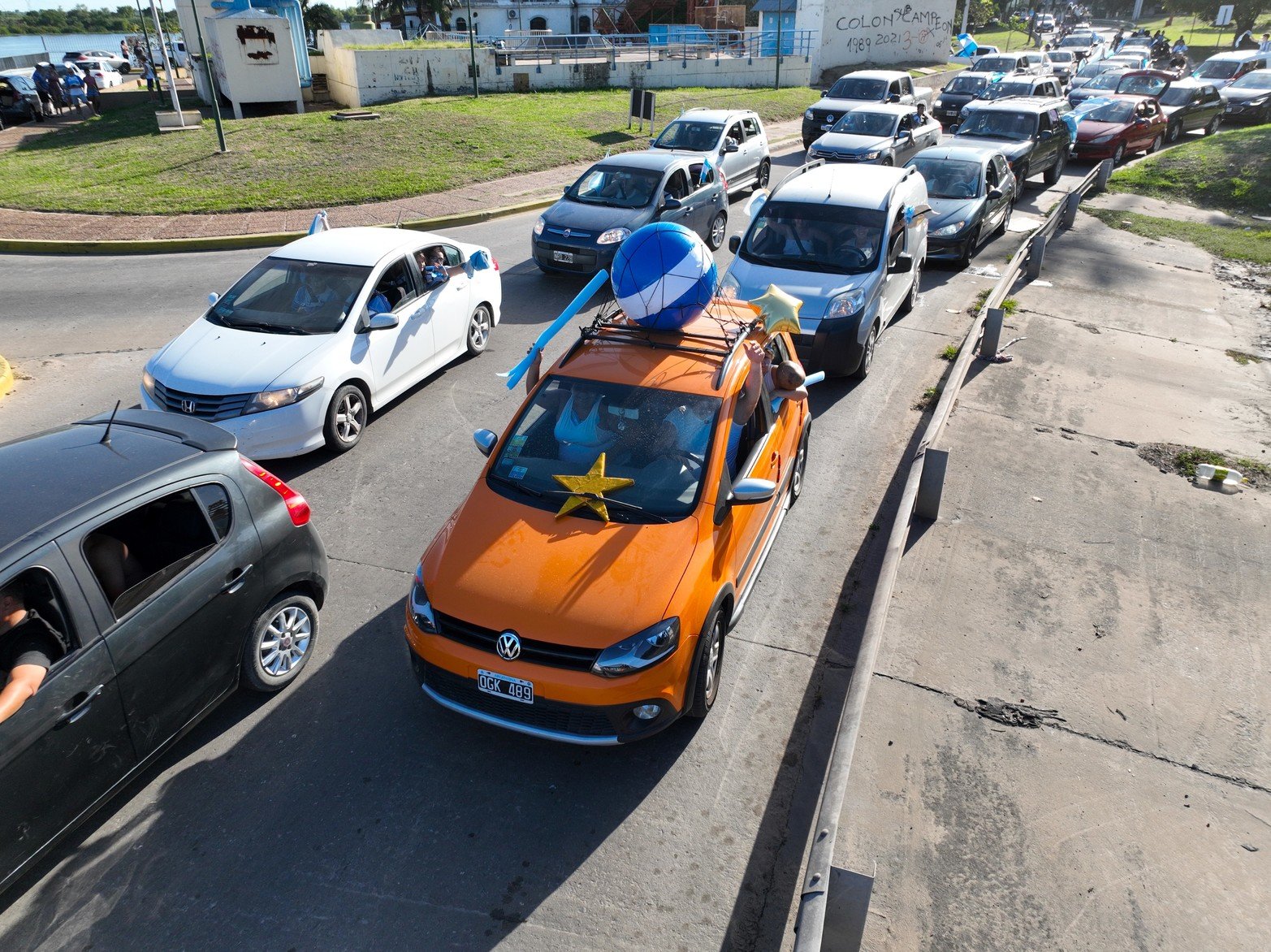 Desde el drono así se vivió los festejos en la zona de la Costanera oeste