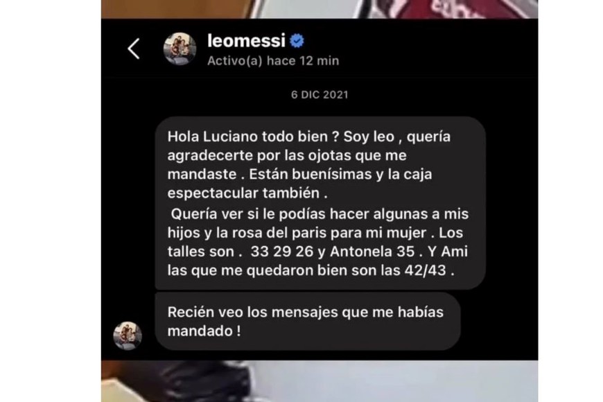 En diciembre de 2021, recibieron un mensaje de Messi.