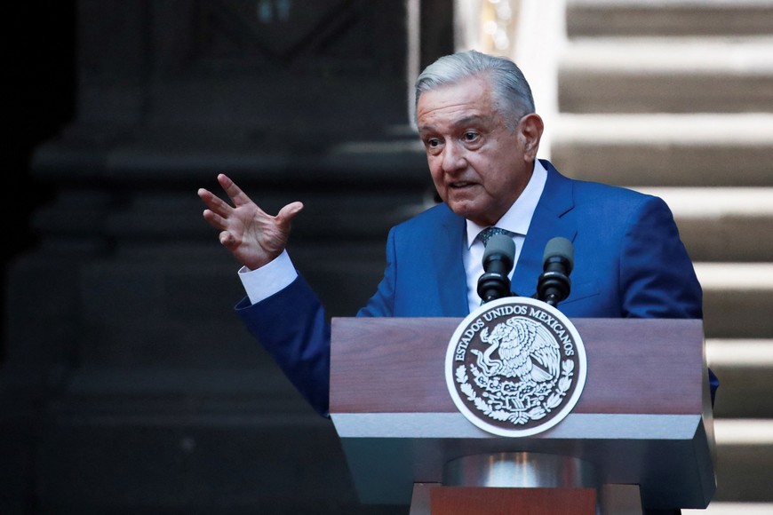 Mexican President Andres Manuel Lopez Obrador speaks at a joint news conference with U.S. President Joe Biden and Canadian Prime Minister Justin Trudeau at the conclusion of the North American Leaders' Summit in Mexico City, Mexico, January 10, 2023.  REUTERS/Henry Romero