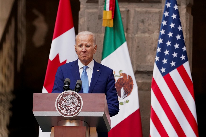 U.S. President Joe Biden takes part in a joint news conference at the conclusion of the North American Leaders' Summit in Mexico City, Mexico, January 10, 2023.  REUTERS/Kevin Lamarque