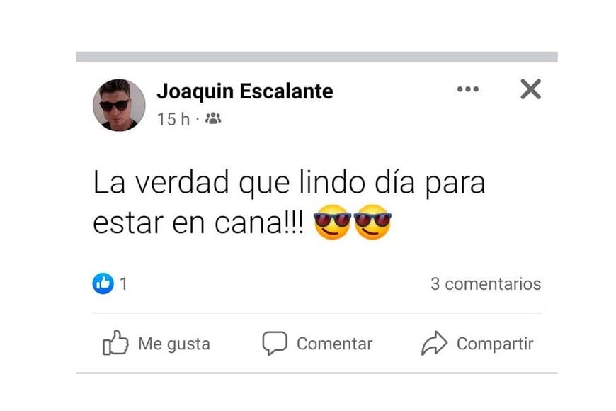 Los emoji con caritas con gafas parecen no dar crédito a la realidad de Escalante, que lleva casi tres meses a la sombra.