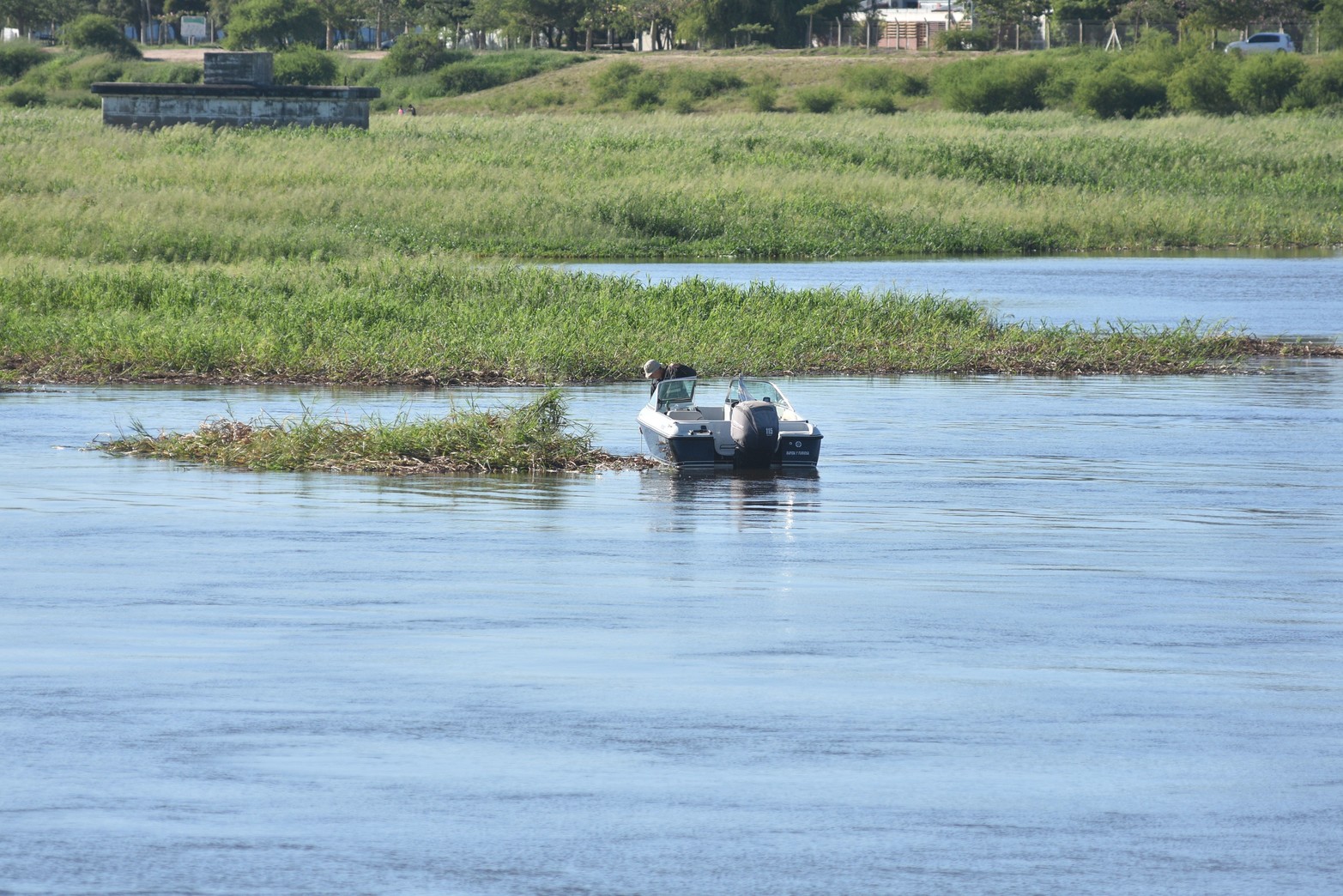 Navegantes intentan hacer un camino para poder navegar hacia el norte de la laguna Setúbal