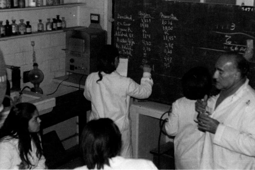 Profesor Mullor dictando antaño una clase de bromatología y nutrición. Crédito: FBCB