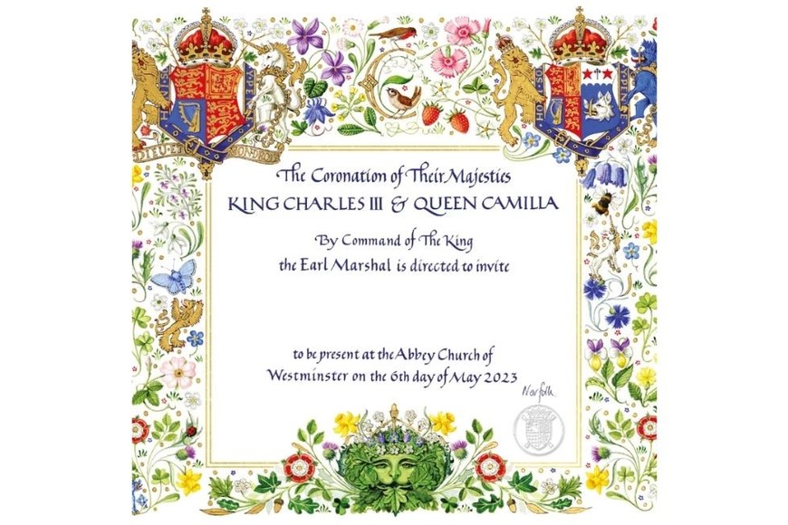 La Casa Real británica reveló el diseño de las invitaciones para la coronación del rey Carlos III y la reina Camila