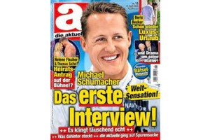 La portada del semanario alemán "Die Aktuelle" anunciando la "entrevista" con el ex campeón mundial de Fórmula 1.