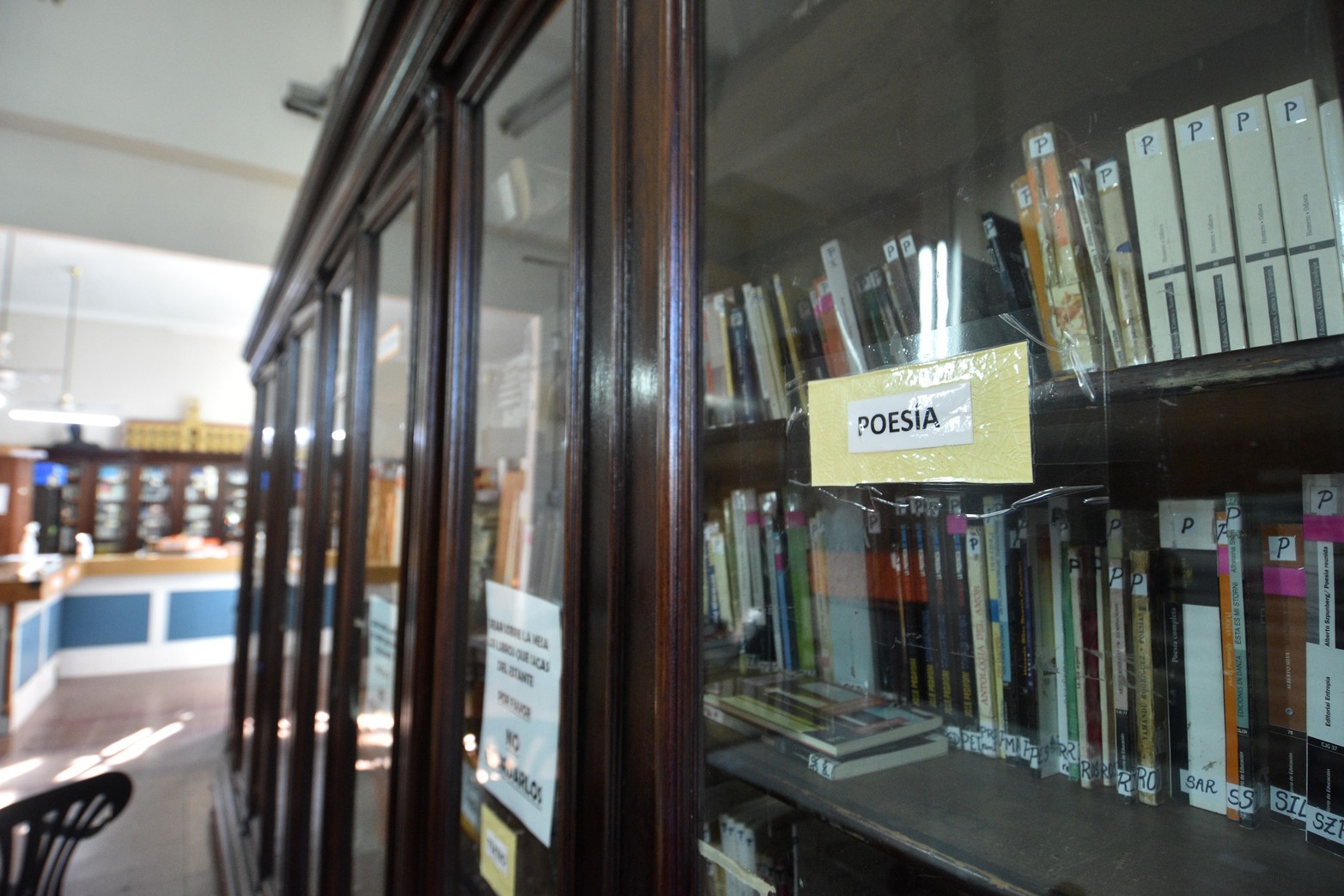 Un sector de la biblioteca de la Escuela Bustos.