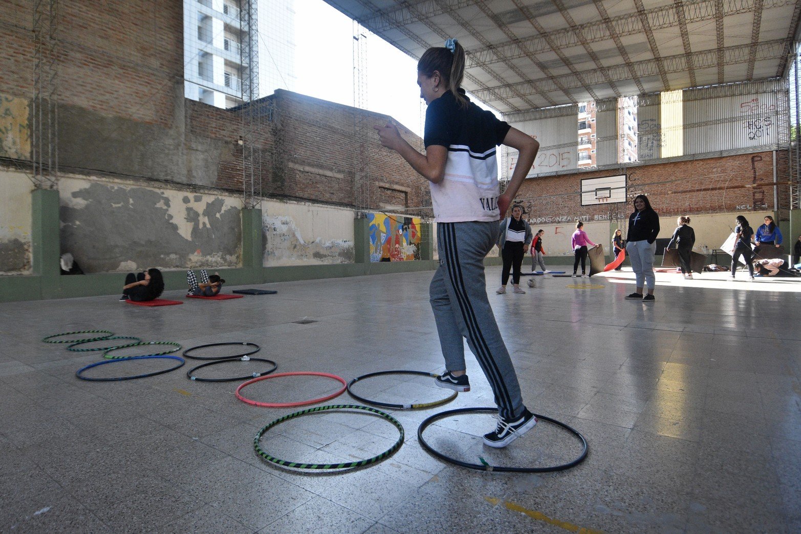 Escuela Bustos, en una actividad física esta semana.