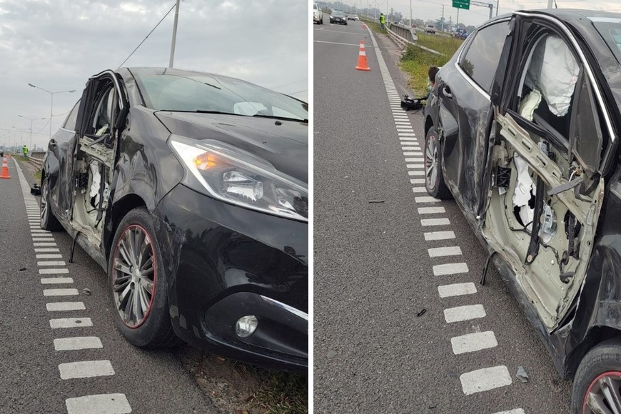 Así quedó el auto de Alejo Veliz. Crédito: Cadena 3