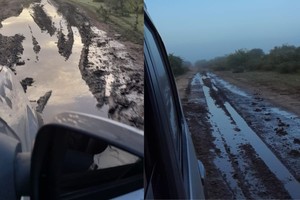 Después de las lluvias, así quedan los caminos que llevan a la escuela rural Sarmiento de Los Trebolares, jurisdicción de la comuna de Huanqueros. Crédito: Gentileza.