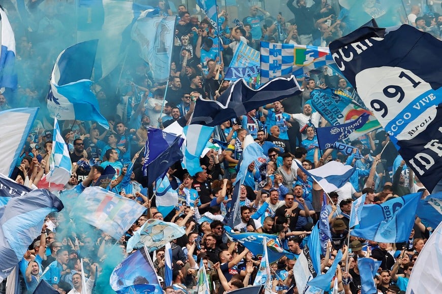 Soccer Football - Serie A - Napoli v Salernitana - Stadio Diego Armando Maradona, Naples, Italy - April 30, 2023
Napoli fans celebrate after their first goal REUTERS/Ciro De Luca