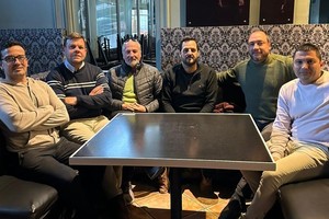 Fútbol sin violencia. Reunión importante para seguir avanzando. Oscar Céspedes, Gonzalo Rodríguez, Eladio Rosso, Martín Salemi, Guillermo Masiello y Leonidas Bonaveri. Crédito: Gentileza.