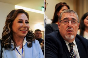 Sandra Torres y Bernardo Arévalo este domingo tras la votación. Crédito: Reuters
