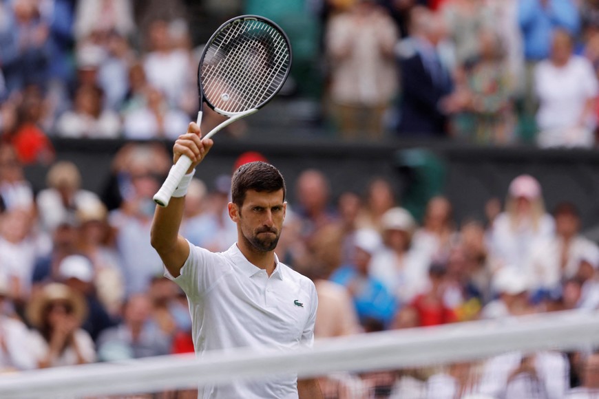 Tennis - Wimbledon - All England Lawn Tennis and Croquet Club, London, Britain - July 3, 2023
Serbia’s Novak Djokovic celebrates after winning his first round match against Argentina’s Pedro Cachin REUTERS/Andrew Couldridge