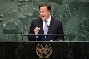 FILE PHOTO: Then Panama's President Juan Carlos Varela Rodriguez addresses the 73rd session of the United Nations General Assembly at U.N. headquarters in New York, U.S., September 26, 2018. REUTERS/Carlo Allegri/File Photo