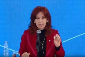 Cristina Kirchner en la conferencia de este lunes.