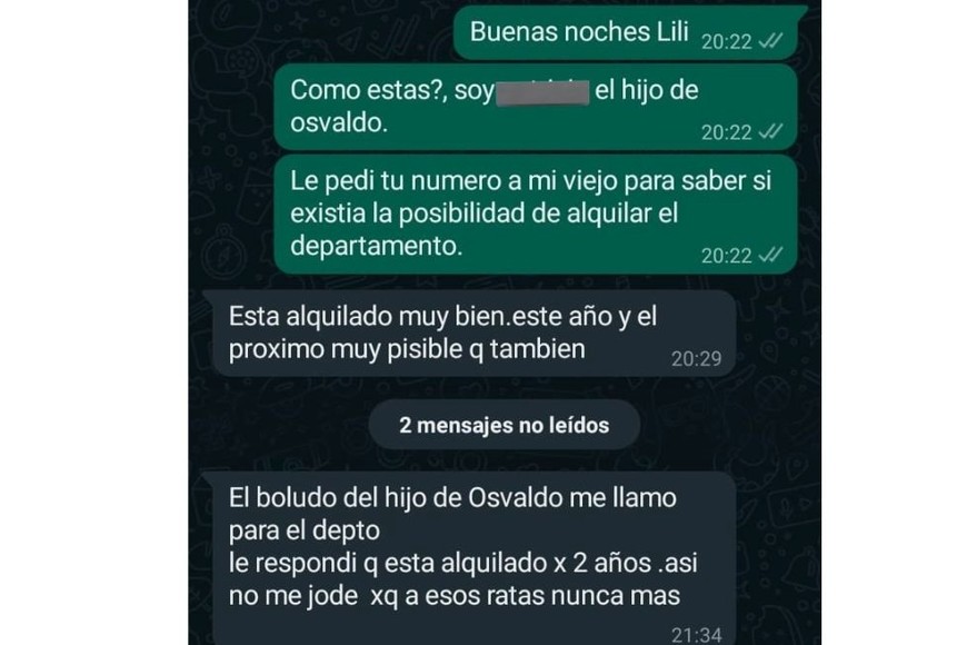 El chat que se volvió viral en las redes sociales.