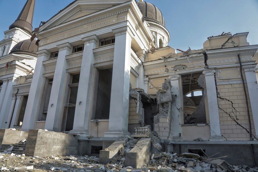 A views shows the Transfiguration Cathedral damaged during a Russian missile strike, amid Russia's attack on Ukraine, in Odesa, Ukraine July 23, 2023. REUTERS/Nina Liashonok