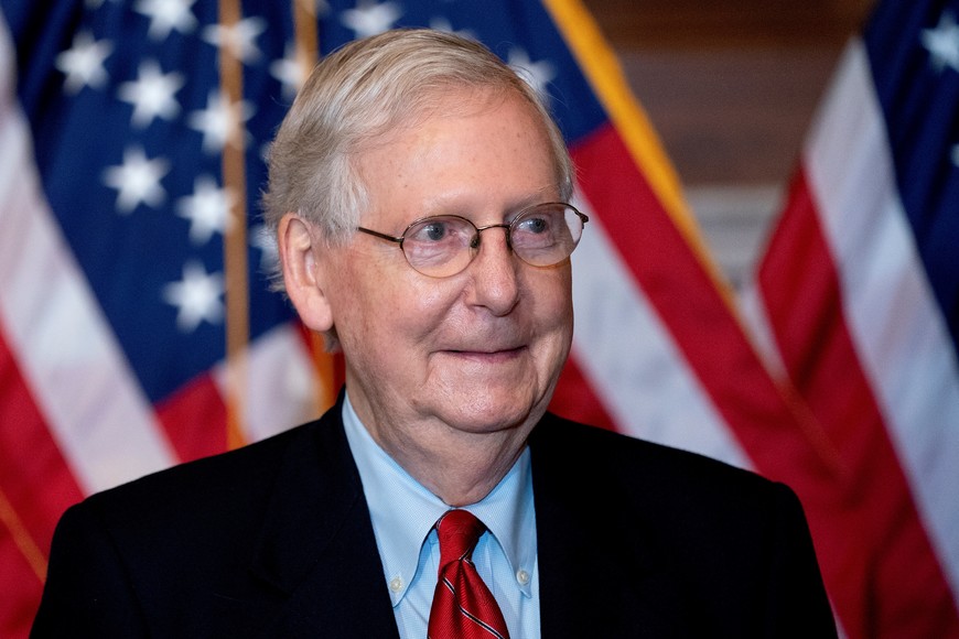 U.S. Senate Majority Leader Mitch McConnell, a Republican from Kentucky, stands for a photo at the U.S. Capitol in Washington, D.C., U.S., November 9, 2020. Stefani Reynolds/Pool via REUTERS