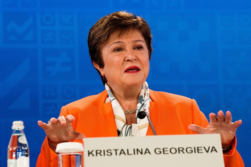 International Monetary Fund (IMF) Managing Director Kristalina Georgieva holds a news conference during the 2023 Spring Meetings of the World Bank Group and the International Monetary Fund in Washington, U.S., April 13, 2023. REUTERS/Elizabeth Frantz
