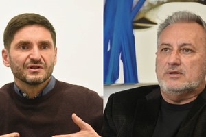Maximiliano Pullaro y Marcelo Lewandowski, candidatos a gobernador de Santa Fe.