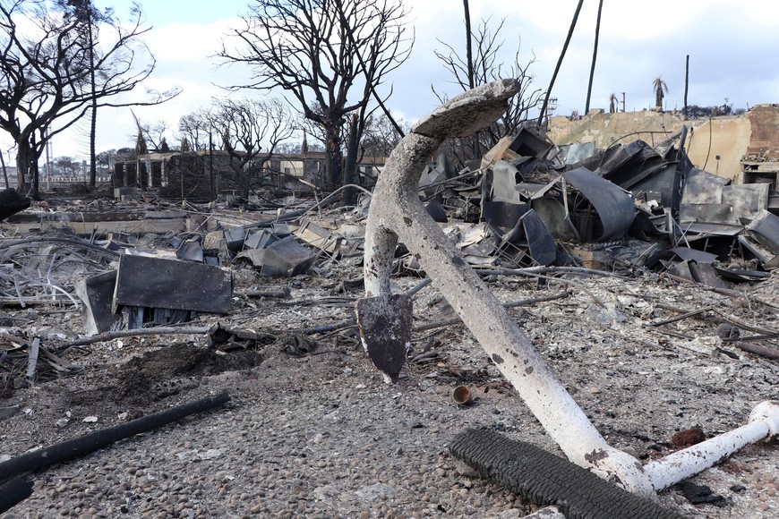 A view of burned debris after wildfires devastated the historic town of Lahaina, Maui, Hawaii, U.S., August 10, 2023. Hawai'i Department of Land and Natural Resources/Handout via REUTERS   THIS IMAGE HAS BEEN SUPPLIED BY A THIRD PARTY.
