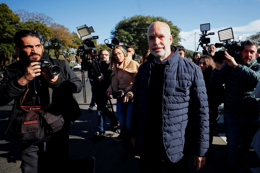 Argentine presidential pre-candidate and Buenos Aires' city Mayor Horacio Rodriguez Larreta of Juntos por el Cambio alliance, walks on the day of Argentina's primary elections, in Buenos Aires, Argentina August 13, 2023. REUTERS/Agustin Marcarian