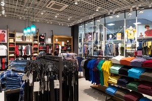 modern and fashionable european shop of clothes and underwear