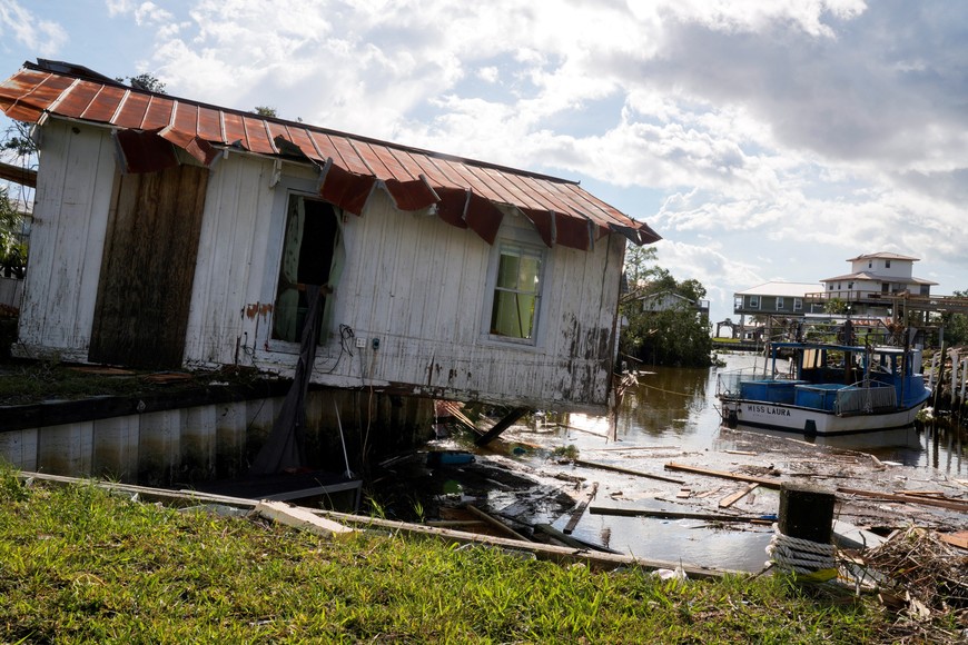 A view of the wreckage of the Elinson family shrimping business after the arrival of Hurricane Idalia in Horseshoe Beach, Florida, U.S., August 30, 2023. REUTERS/Cheney Orr