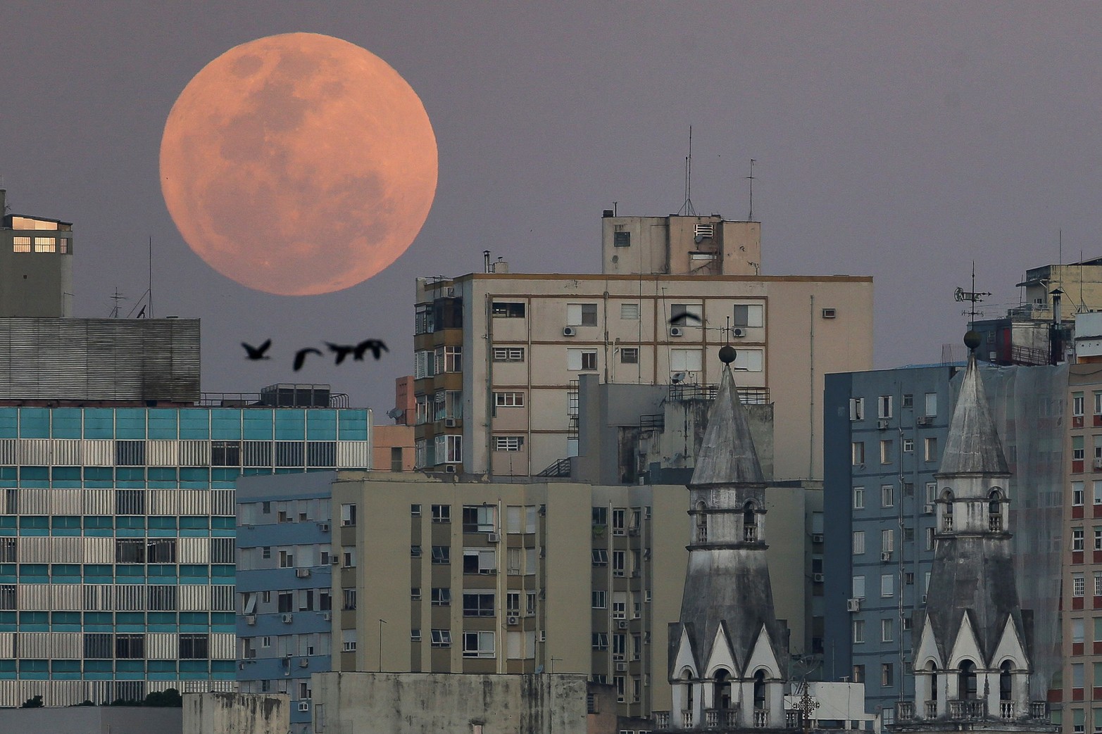Una vista muestra una luna llena conocida como la 'Luna Azul' sobre la ciudad de Porto Alegres, estado de Rio Grande do Sul, Brasil. Créditos: Diego Vara/ Reuters